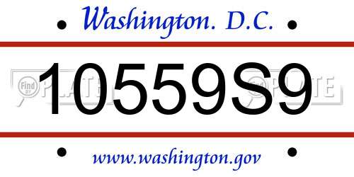 10559S9 District Of Columbia License Plate