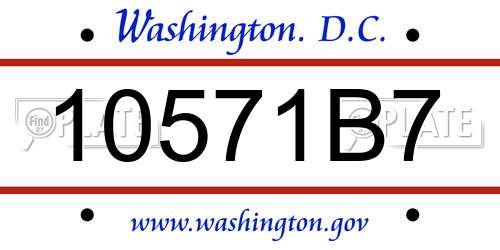 10571B7 District Of Columbia License Plate