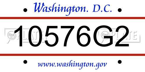 10576G2 District Of Columbia License Plate