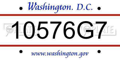 10576G7 District Of Columbia License Plate