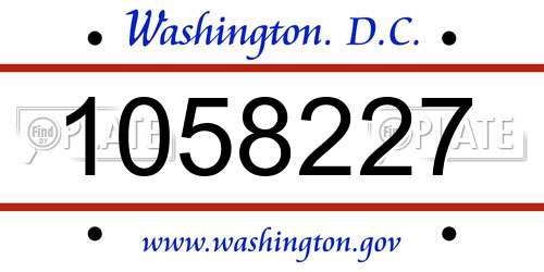 1058227 District Of Columbia License Plate