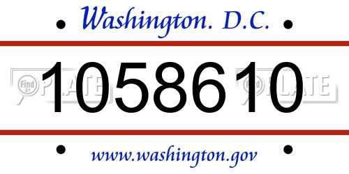 1058610 District Of Columbia License Plate