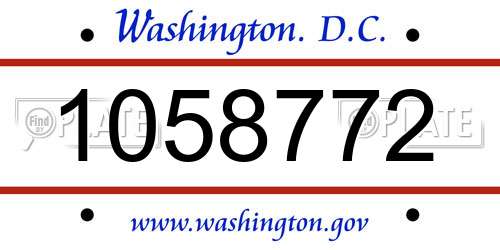 1058772 District Of Columbia License Plate