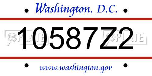 10587Z2 District Of Columbia License Plate