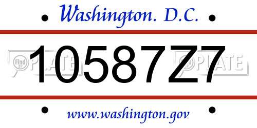 10587Z7 District Of Columbia License Plate