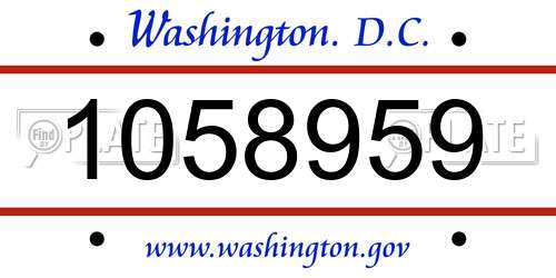 1058959 District Of Columbia License Plate