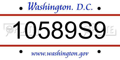 10589S9 District Of Columbia License Plate