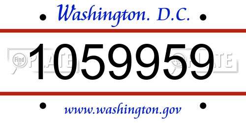 1059959 District Of Columbia License Plate