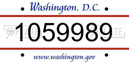 1059989 District Of Columbia License Plate