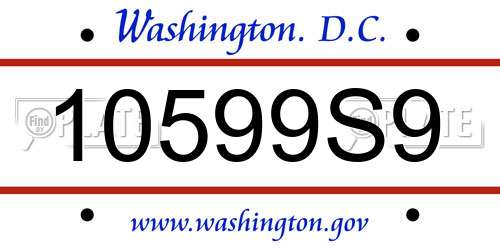 10599S9 District Of Columbia License Plate