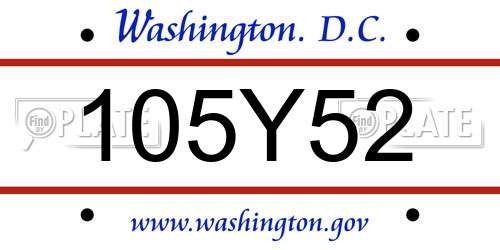 105Y52 District Of Columbia License Plate