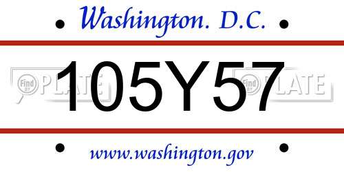105Y57 District Of Columbia License Plate