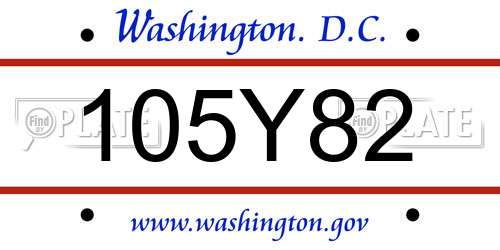 105Y82 District Of Columbia License Plate