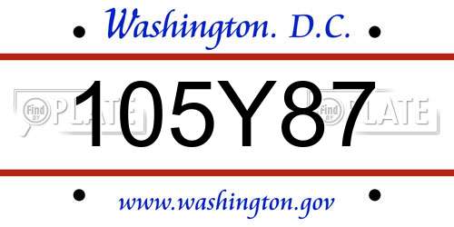 105Y87 District Of Columbia License Plate