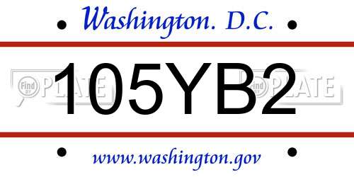 105YB2 District Of Columbia License Plate