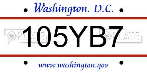 105YB7 District Of Columbia License Plate