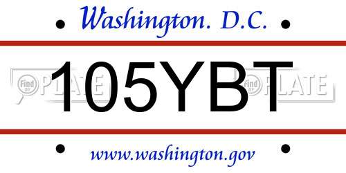 105YBT District Of Columbia License Plate