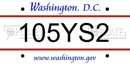 105YS2 District Of Columbia License Plate