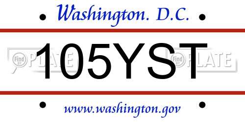 105YST District Of Columbia License Plate