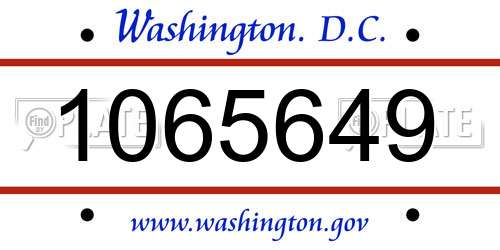 1065649 District Of Columbia License Plate