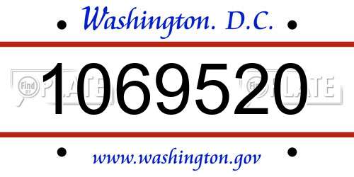 1069520 District Of Columbia License Plate