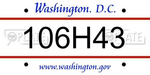 106H43 District Of Columbia License Plate