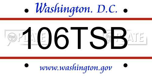 106TSB District Of Columbia License Plate