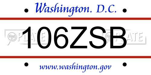 106ZSB District Of Columbia License Plate