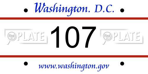 107 District Of Columbia License Plate