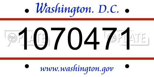 1070471 District Of Columbia License Plate