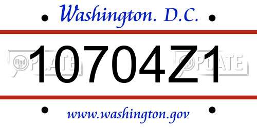 10704Z1 District Of Columbia License Plate