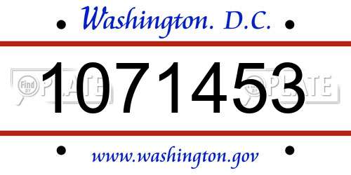 1071453 District Of Columbia License Plate