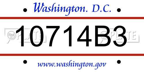 10714B3 District Of Columbia License Plate
