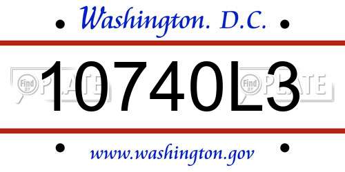 10740L3 District Of Columbia License Plate