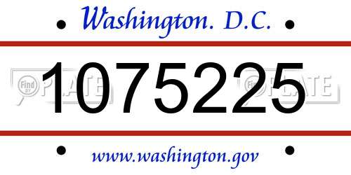 1075225 District Of Columbia License Plate