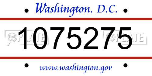1075275 District Of Columbia License Plate