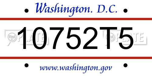 10752T5 District Of Columbia License Plate
