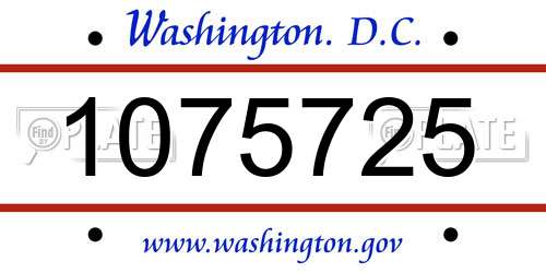 1075725 District Of Columbia License Plate