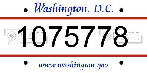 1075778 District Of Columbia License Plate