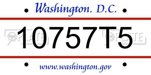10757T5 District Of Columbia License Plate