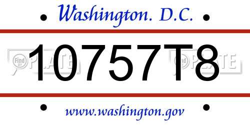 10757T8 District Of Columbia License Plate