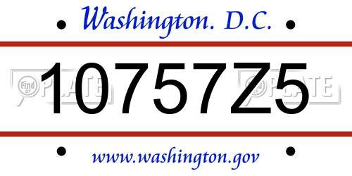10757Z5 District Of Columbia License Plate