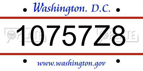 10757Z8 District Of Columbia License Plate
