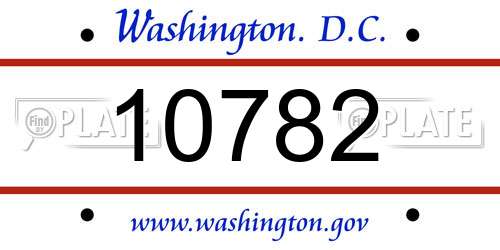10782 District Of Columbia License Plate