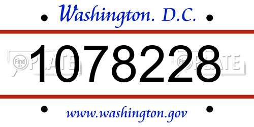 1078228 District Of Columbia License Plate