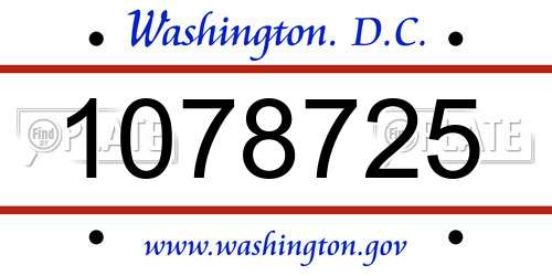 1078725 District Of Columbia License Plate