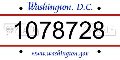 1078728 District Of Columbia License Plate