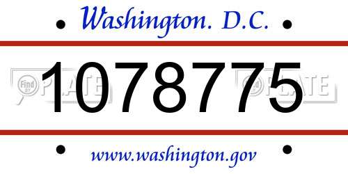 1078775 District Of Columbia License Plate