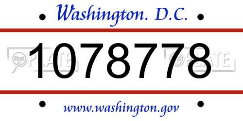 1078778 District Of Columbia License Plate