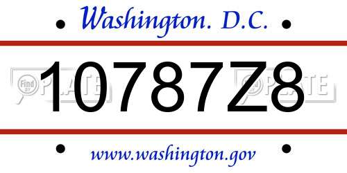 10787Z8 District Of Columbia License Plate